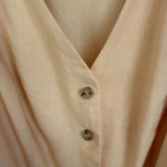 Gal Meets Glam Women 8  Light Yellow Linen Cottage Core Fit & Flare Midi Dress - Picture 5 of 9